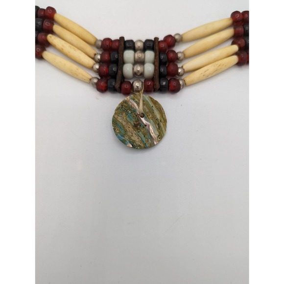 Vintage Native American Old Choker Turkey Bone/Leather horse Hair Traditional - Picture 6 of 12
